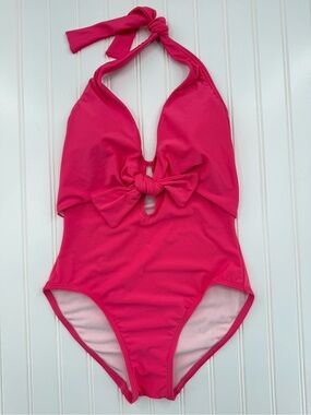 NWT Vince Camuto Tie Front Halter Pink Coral One Piece Swimsuit Pads Lined 6